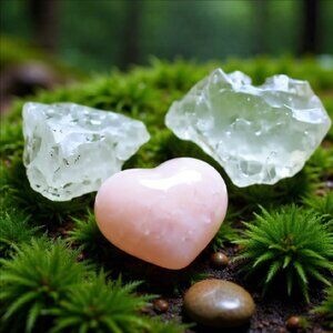 Rose Quartz Heart + Quartz Collection#2 - Love Compassion Focus & Memory